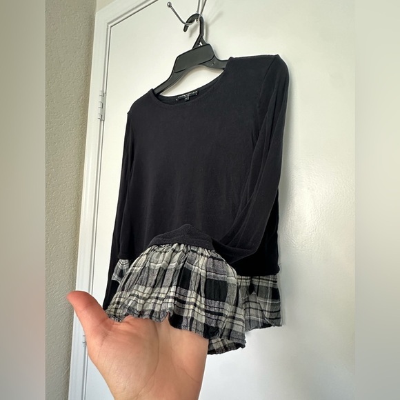 Generation Love Y2K Preppy Top Women’s XS Black Plaid Pullover Bell Sleeve - Picture 4 of 7